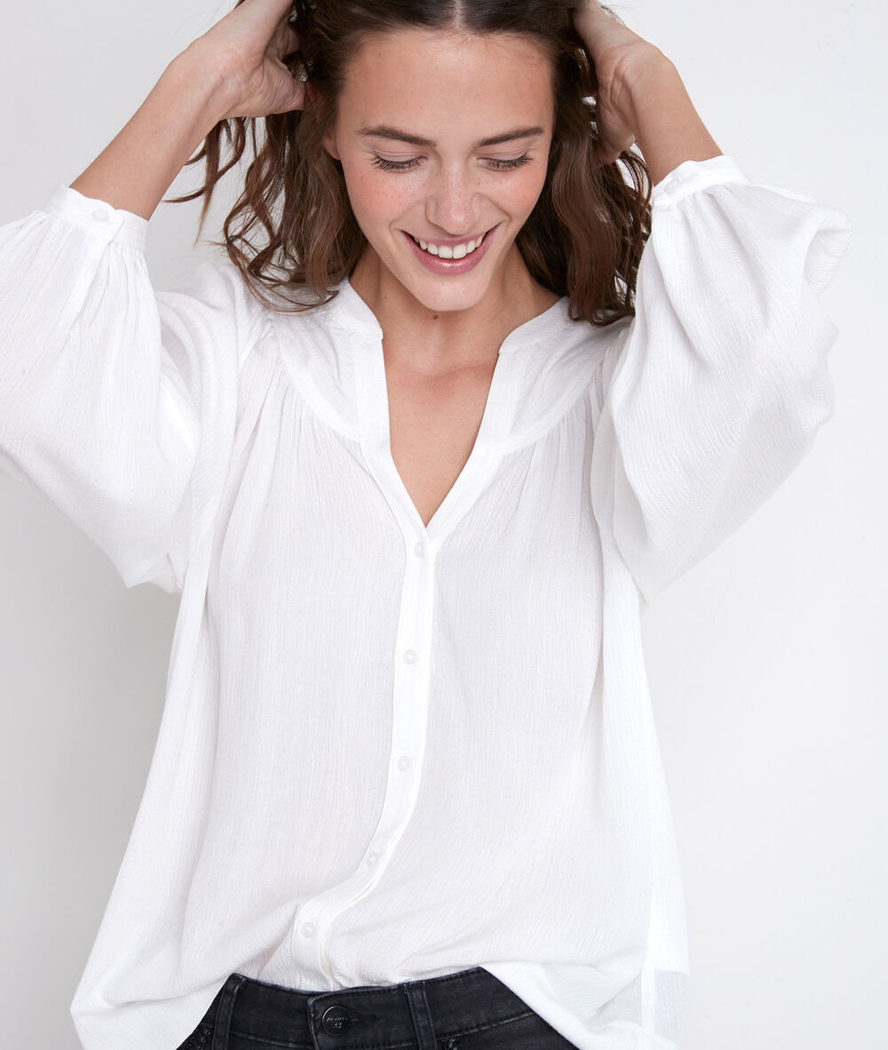 Blouse écrue en lurex timeo ecru.