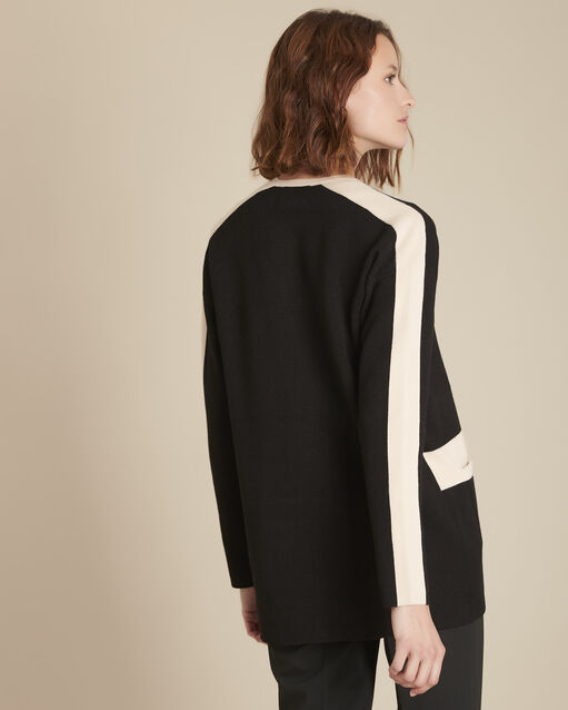 Veste en maille bicolore feerie noir.