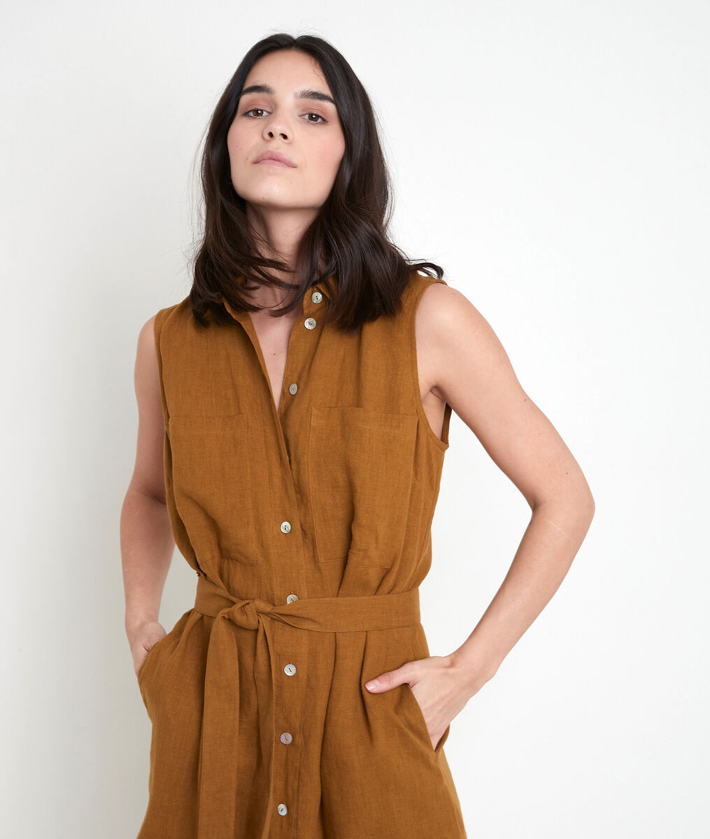 Robe chemise en lin certifié bronze Cyrielle | 1-2-3 Robe chemise en lin certifié bronze Cyrielle PhotoZ | 1-2-3