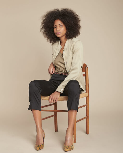 Kakifarbenes T-Shirt glänzend Caliente (2) - Maison 123