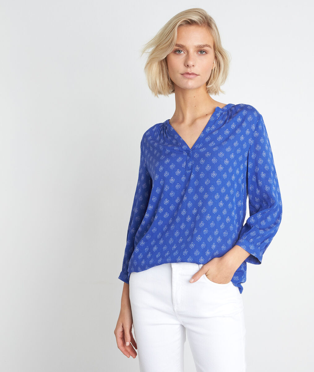 Blouse fluide imprimée myosotis Adelia | 1-2-3 Blouse fluide imprimée myosotis Adelia PhotoZ | 1-2-3