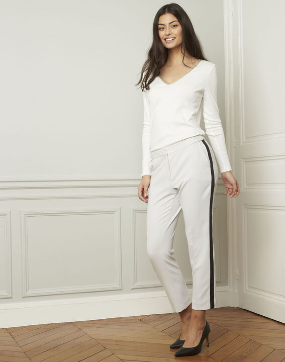 Blassgraue Hose mit Seitenstreifen aus Mikrofaser Suzanne | 1-2-3 Blassgraue Hose mit Seitenstreifen aus Mikrofaser Suzanne PhotoZ | 1-2-3
