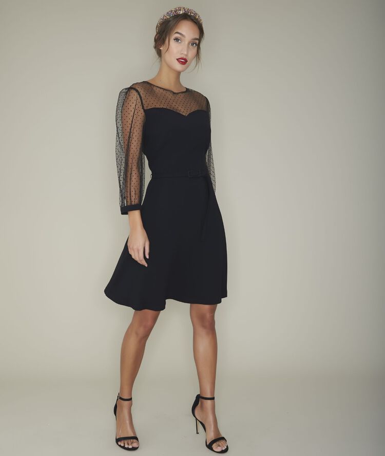 Robe en crêpe tulle rina noir.