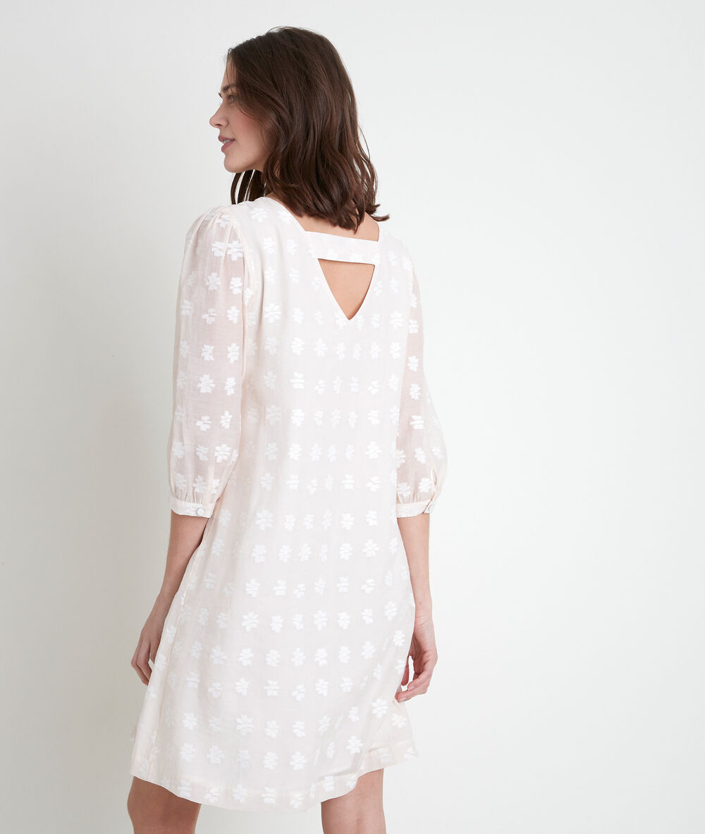 Cremefarbenes kurzes kleid mit stickerei malika creme.
