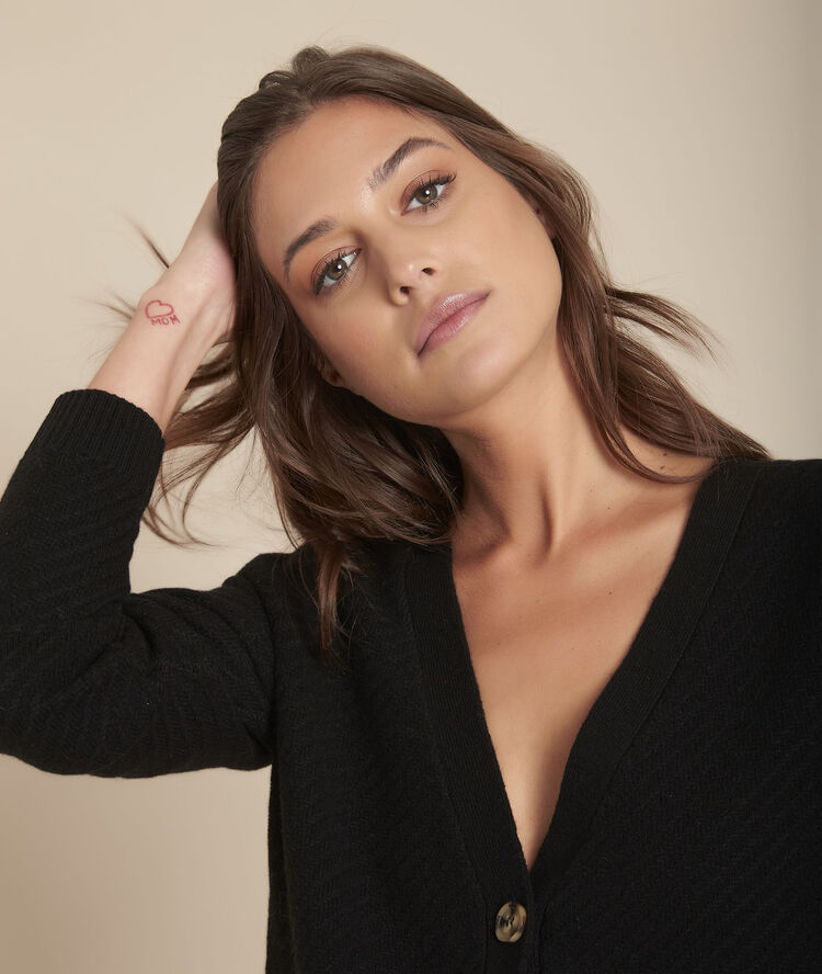 Gilet en laine noir frimas noir.