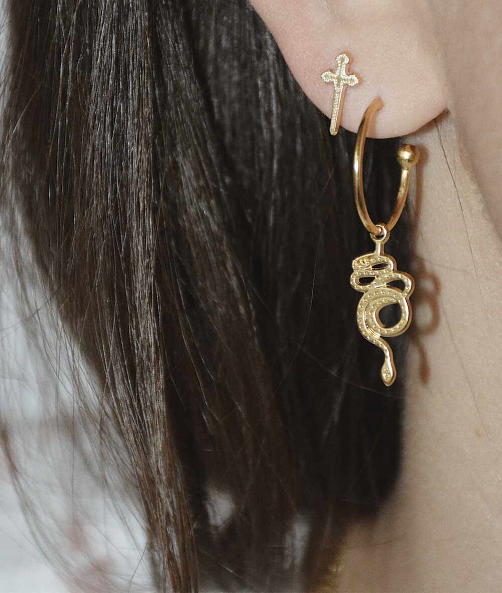 Boucles d'oreilles serpent or bijoux l&eacute;one.