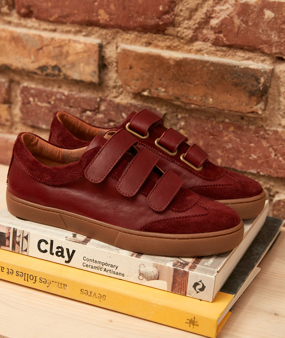 Sneakers aus bordeauxfarbenem leder vic bordeaux fonce.