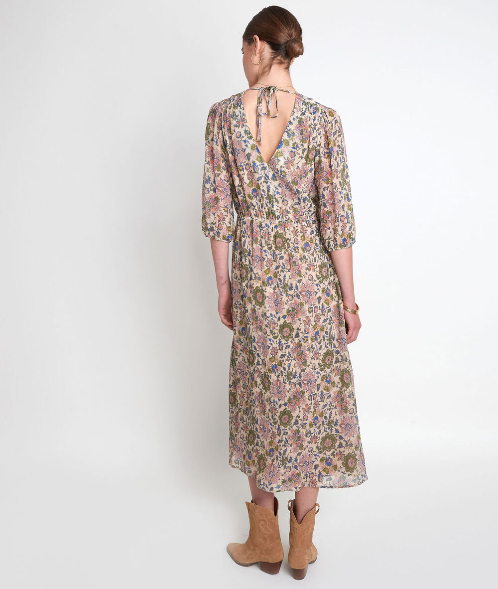 Robe longue imprimée kaki surie olive.