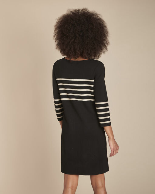 Robe en maille rayée france noir.