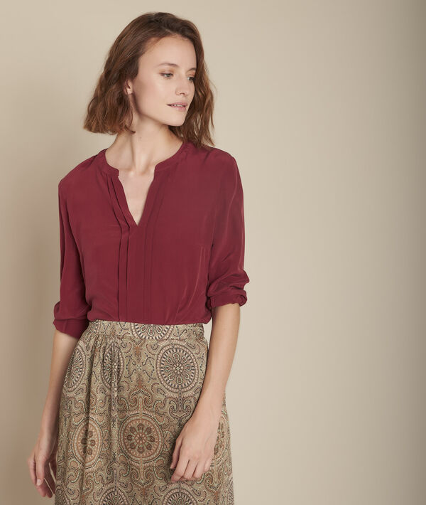 Merlotkleurige zijden blouse Manel | 1-2-3 Merlotkleurige zijden blouse Manel PhotoZ | 1-2-3