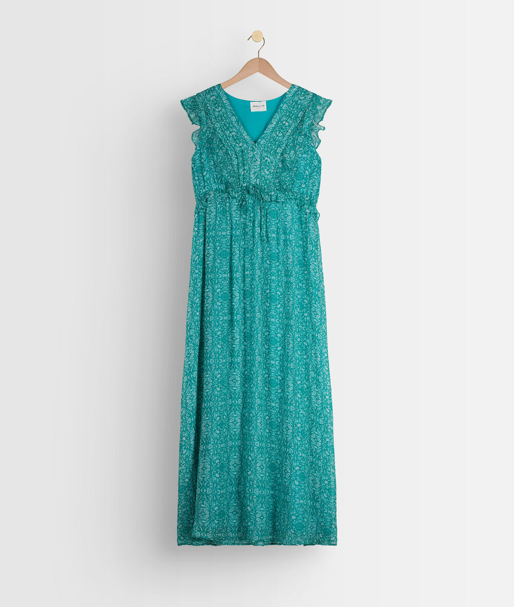 Robe longue imprimée turquoise nao turquoise.