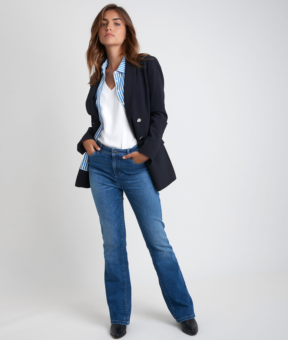Blouse bimatière col v écru neptune ecru.