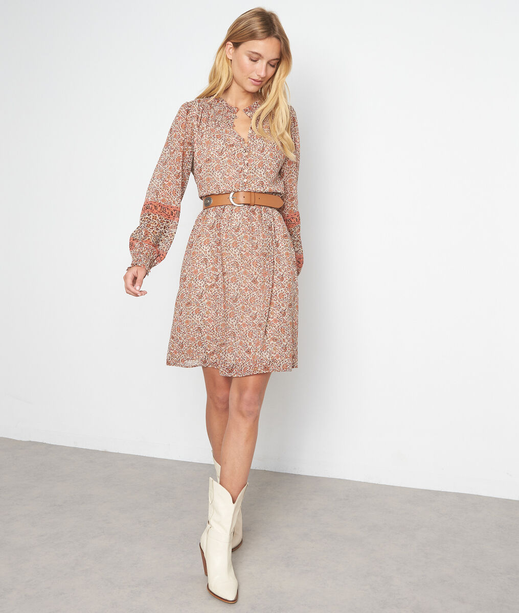 Robe courte imprimée vieux rose Sharon | 1-2-3 Robe courte imprimée vieux rose Sharon PhotoZ | 1-2-3