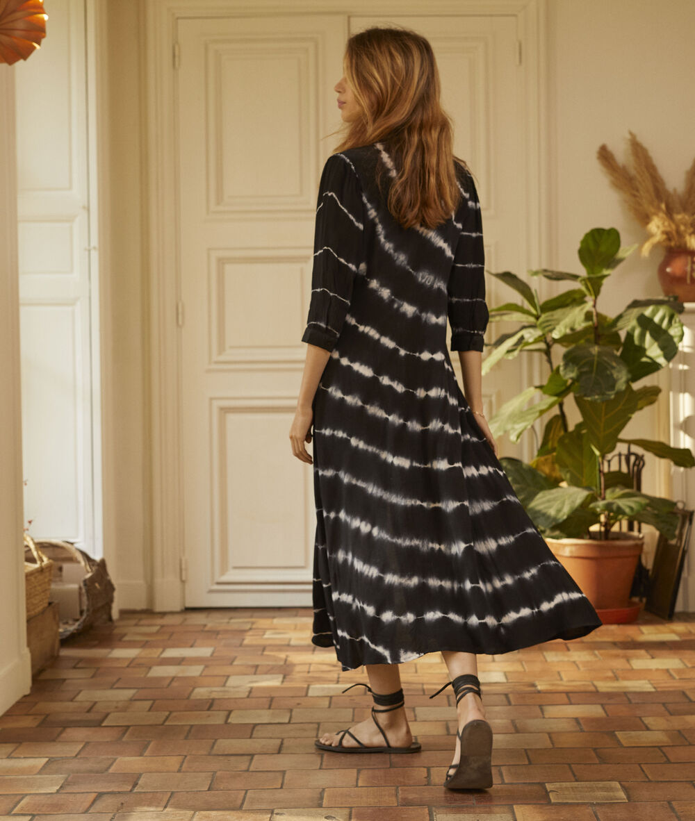 Robe chemise longue imprimée laurice noir.