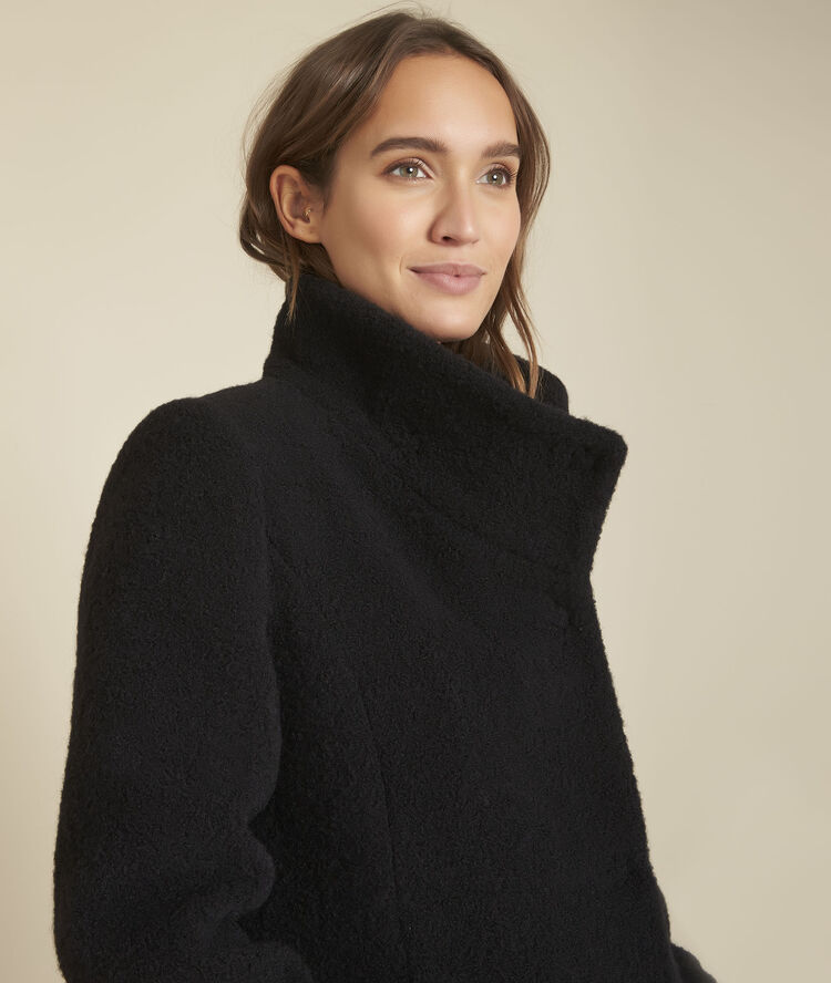 Manteau en laine bouillie timothée noir.