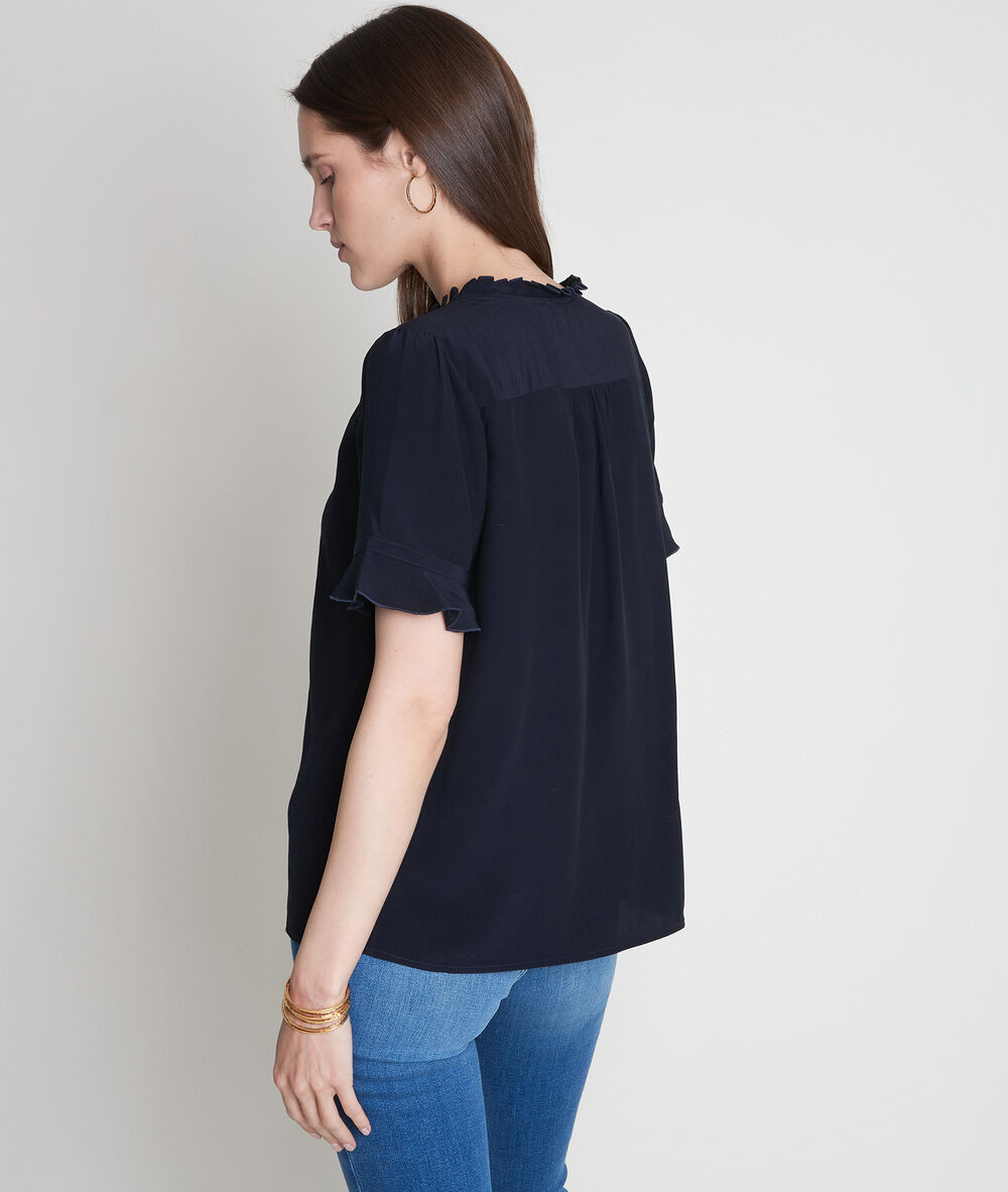 Marineblauwe soepele blouse van viscose auphelie marine.