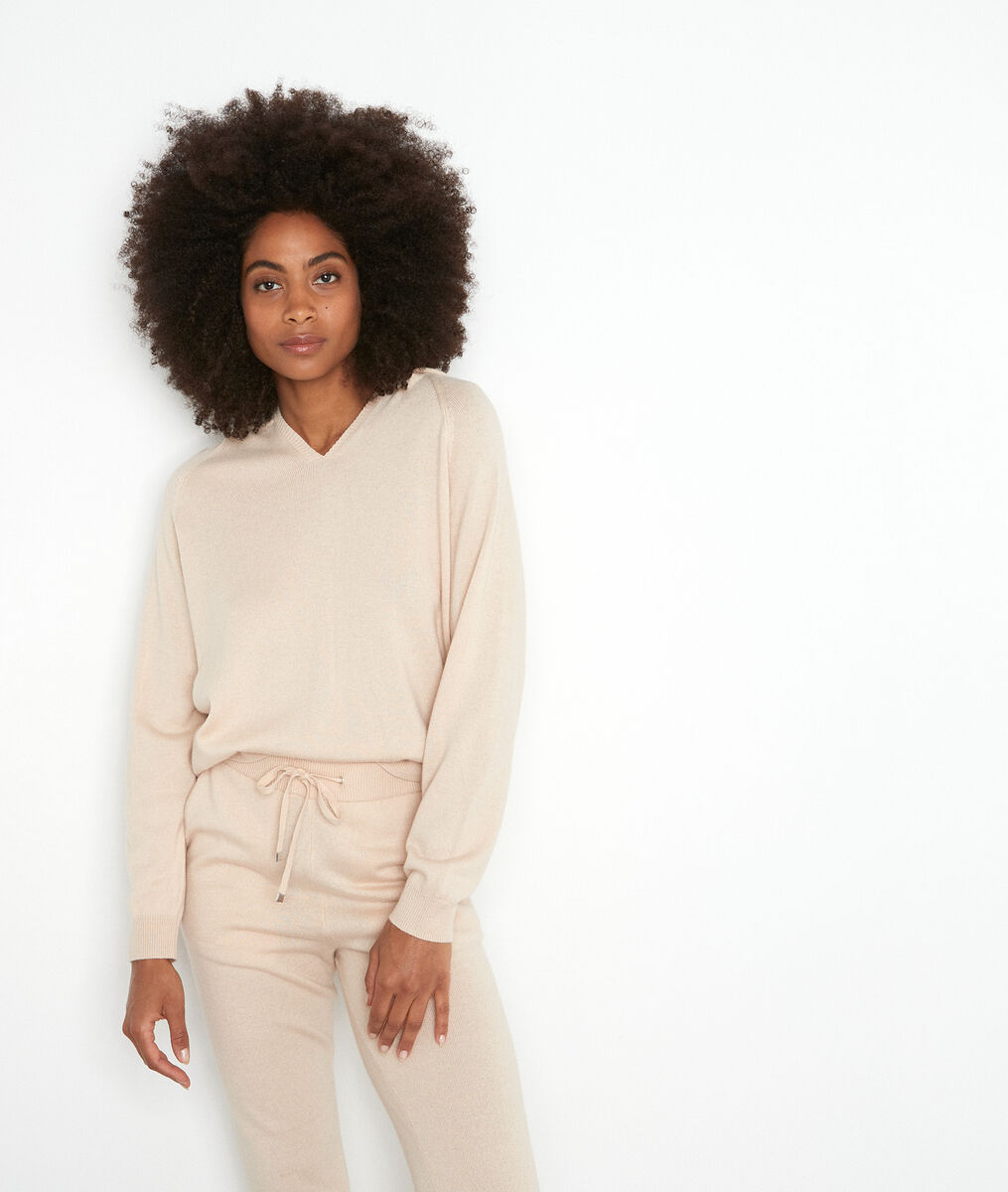 Pull en maille à capuche beige Thom | 1-2-3 Pull en maille à capuche beige Thom PhotoZ | 1-2-3