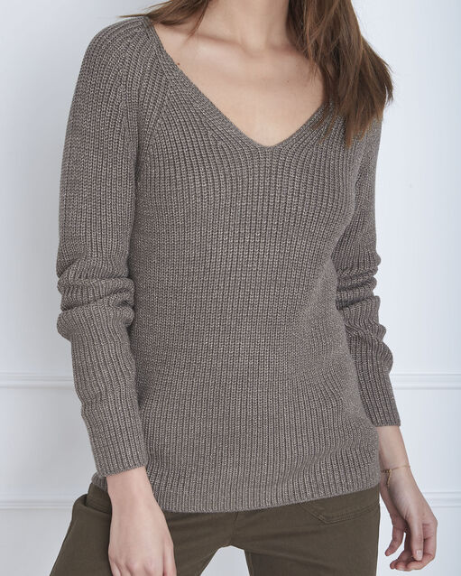 Kakifarbener pullover aus lurex-gewebe aboukir kaki.