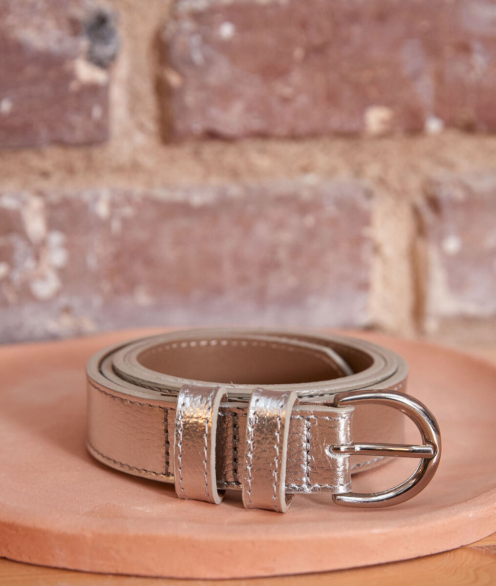 Ceinture en cuir fine argentée Eglantine | 1-2-3 Ceinture en cuir fine argentée Eglantine PhotoZ | 1-2-3
