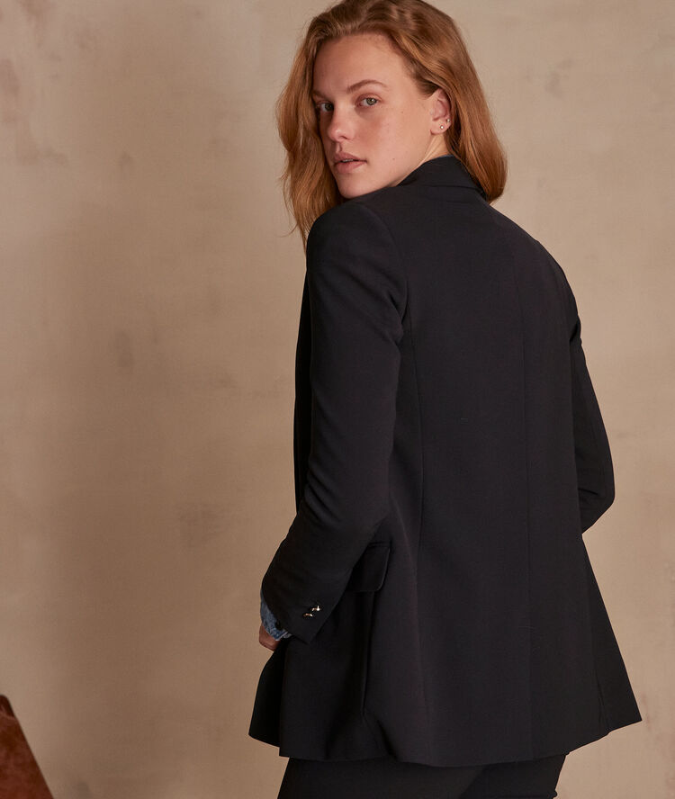Veste en microfibre longue florine marine.