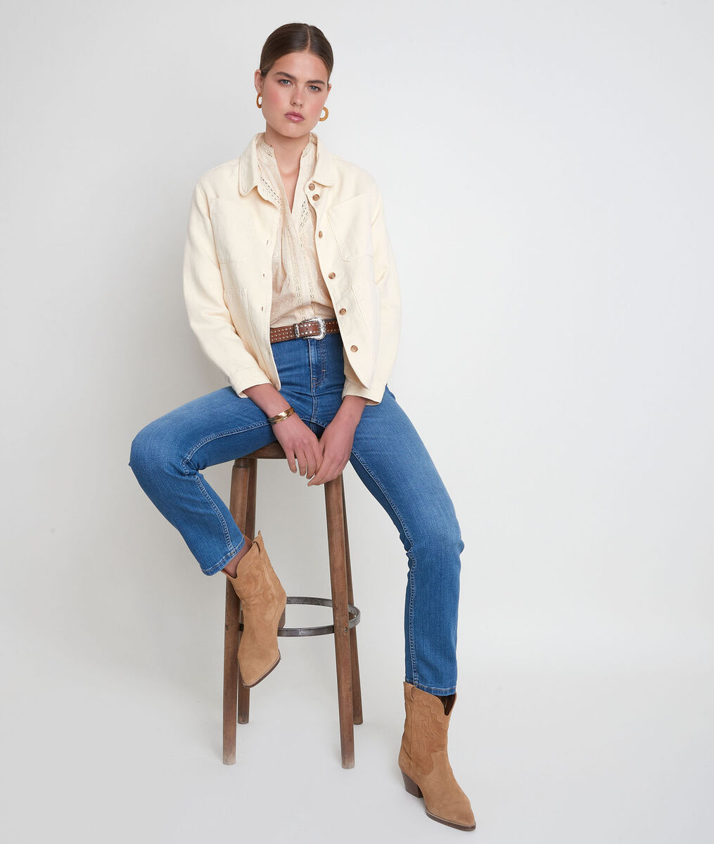 Veste en coton et lin paille Romea | 1-2-3 Veste en coton et lin paille Romea PhotoZ | 1-2-3