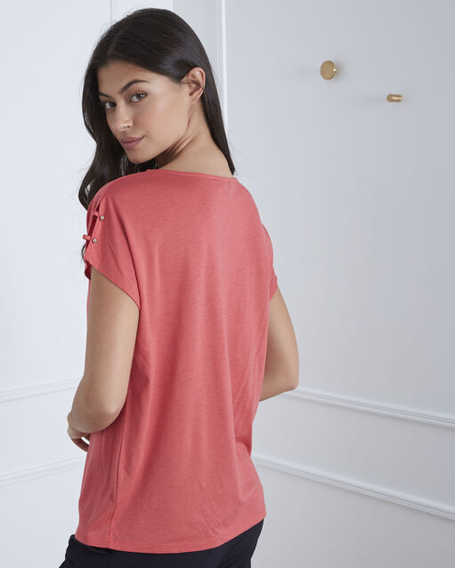 Tee-shirt rose détails épaules palmbeach framboise.
