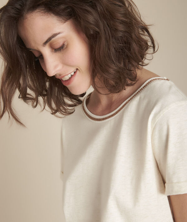 Tee-shirt beige en lurex Clara | 1-2-3 Tee-shirt beige en lurex Clara PhotoZ | 1-2-3