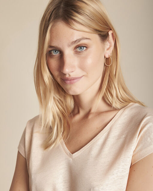 Tee-shirt sable brillant caliente peche.