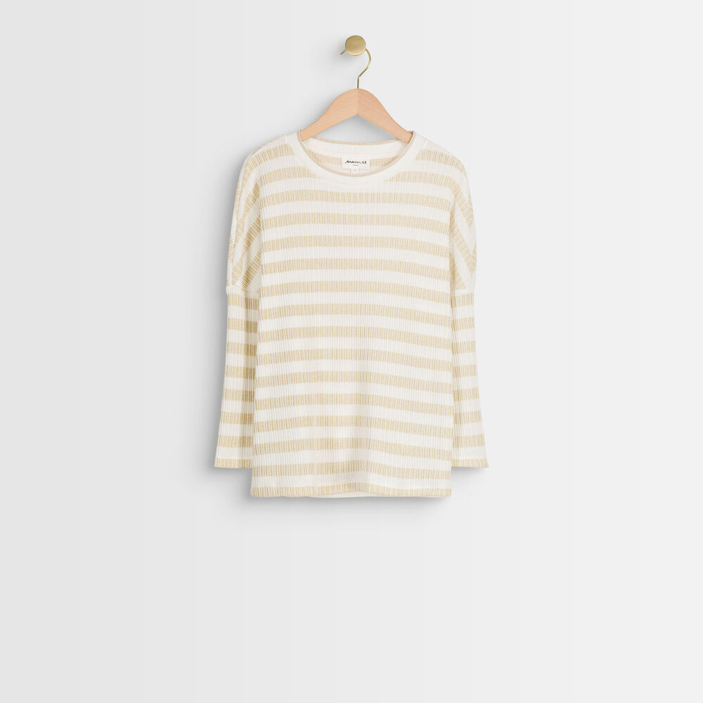 Top rayé lurex domino ecru.