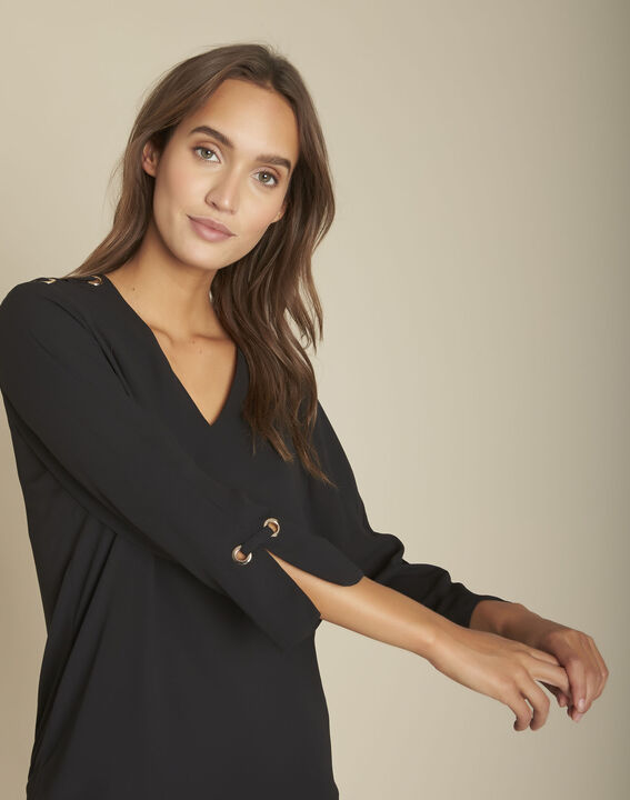 Blouse noire œillets Melody | 1-2-3 Blouse noire œillets Melody PhotoZ | 1-2-3