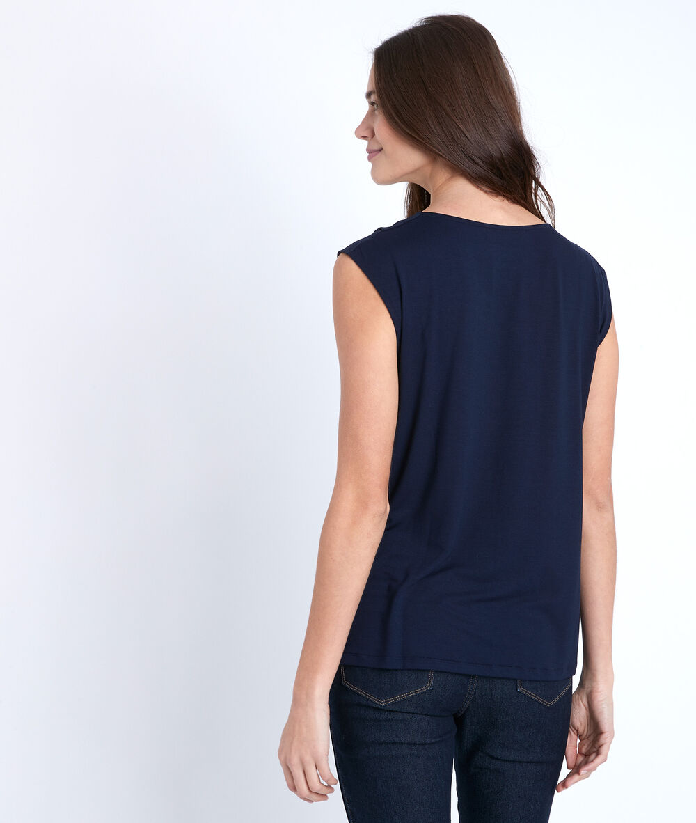 Blouse bimatière bleue neptune lapis lazulli.