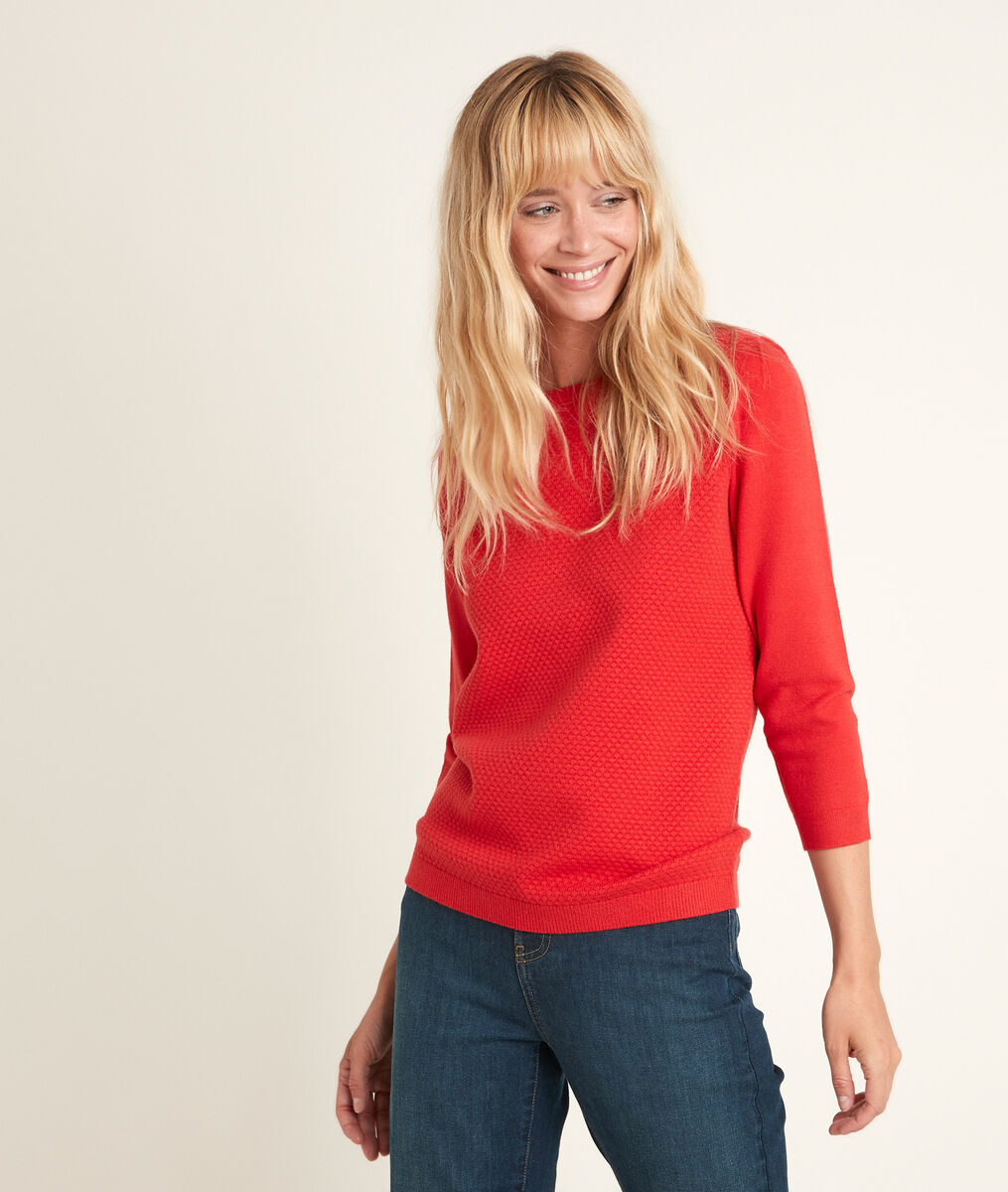 Pull mandarine nid d'abeille Rimel | 1-2-3 Pull mandarine nid d'abeille Rimel PhotoZ | 1-2-3