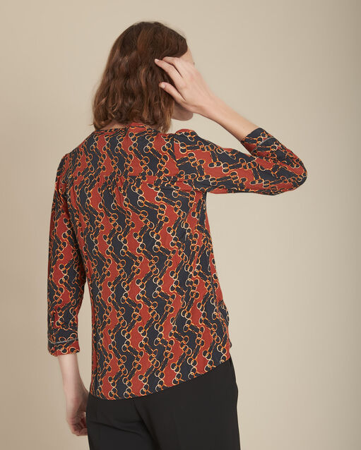 Blouse imprimé chaine moscou caramel.
