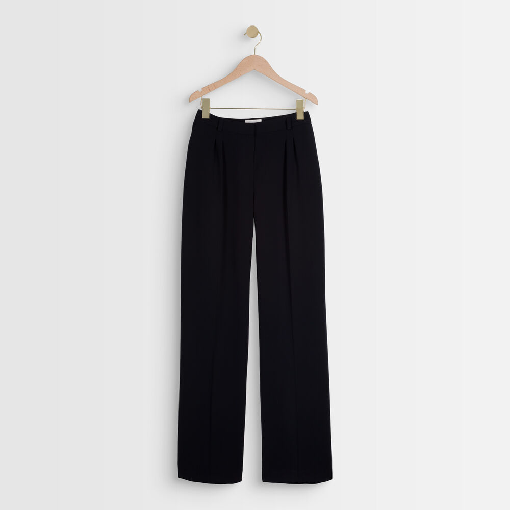 Pantalon marine en microfibre large marcel marine.