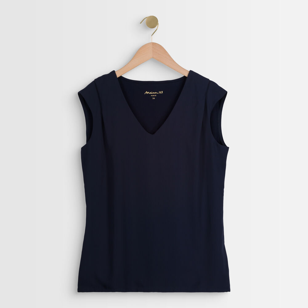 Blouse bimatière bleue neptune lapis lazulli.