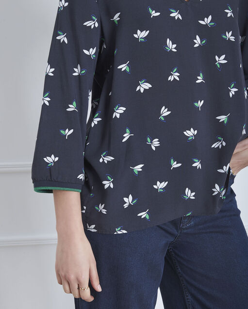 Blouse marine imprimé fleuri varna marine.
