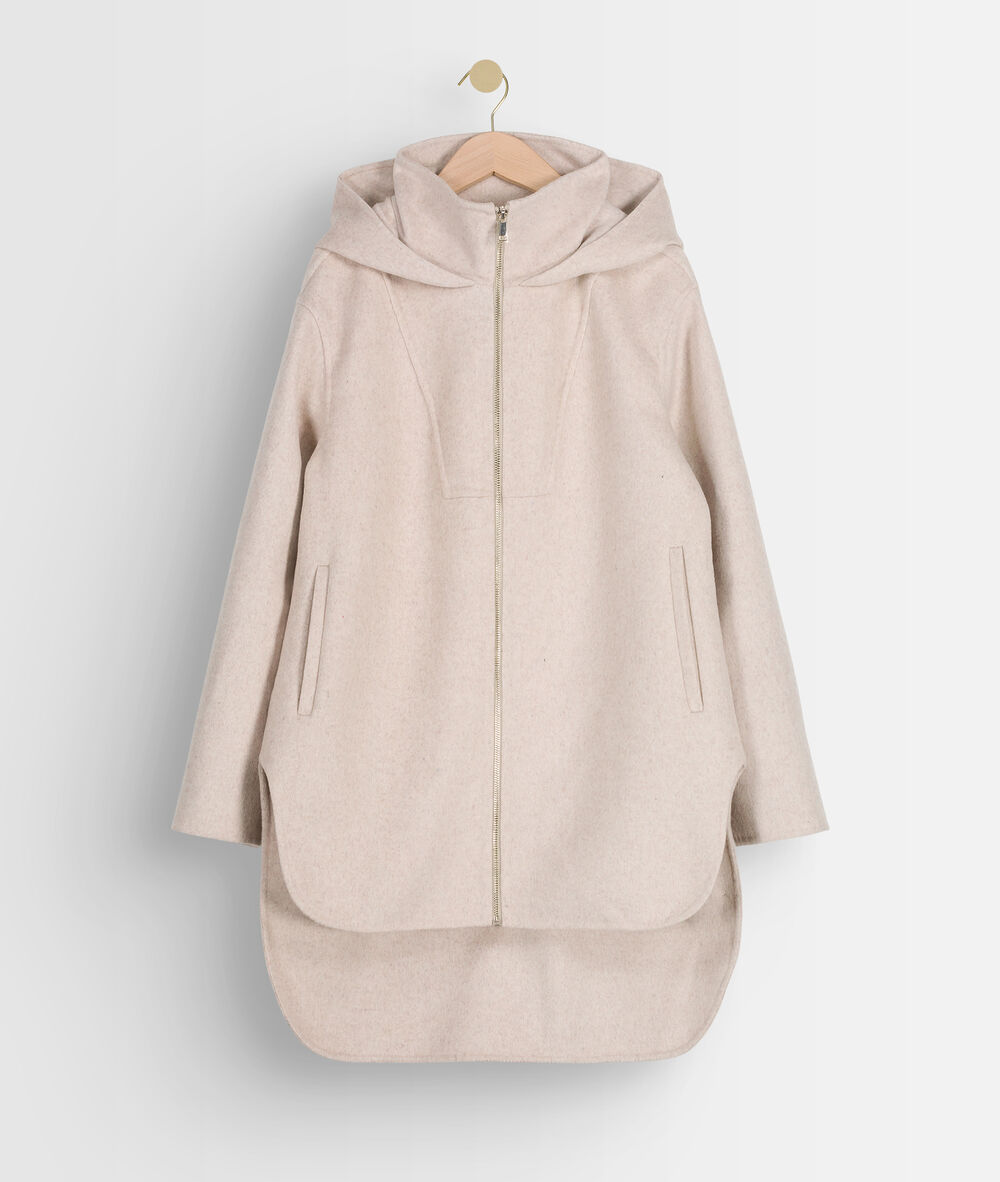 Manteau à capuche long asymétrique beige liv beige.