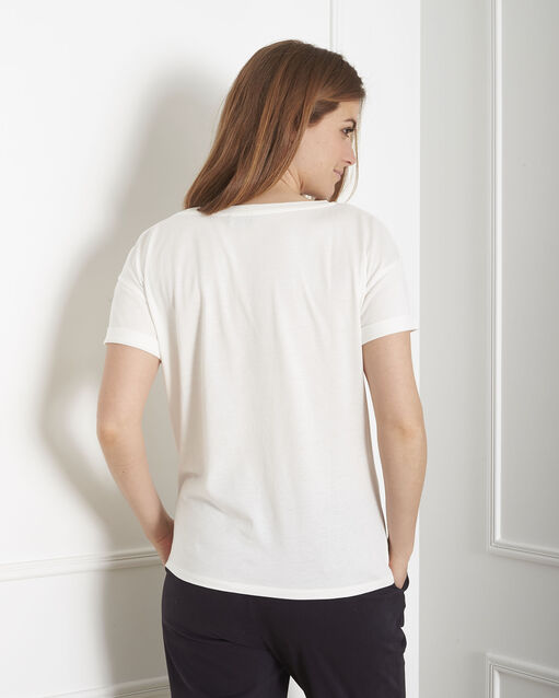 Ecrufarbenes t-shirt mit print gabrielle ecru.