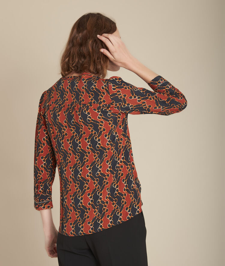 Blouse imprimé chaine moscou caramel.