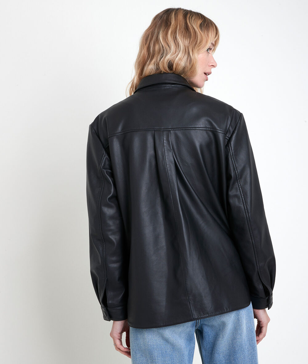 Surchemise noire en cuir poppy noir.