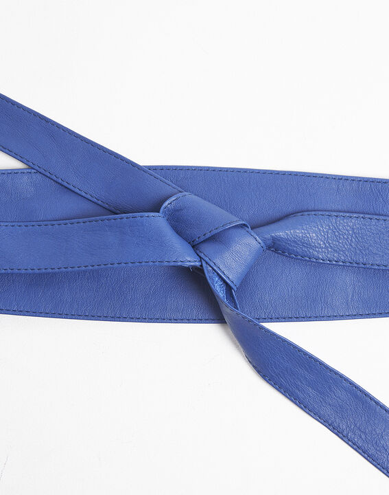 Ceinture large bleue en cuir à nouer Raul | 1-2-3 Ceinture large bleue en cuir à nouer Raul PhotoZ | 1-2-3