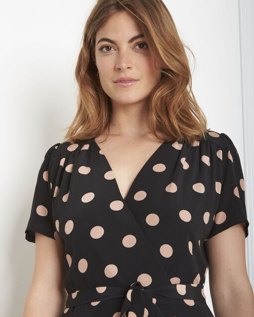 Robe noire à pois cache-cœur lucrece noir.