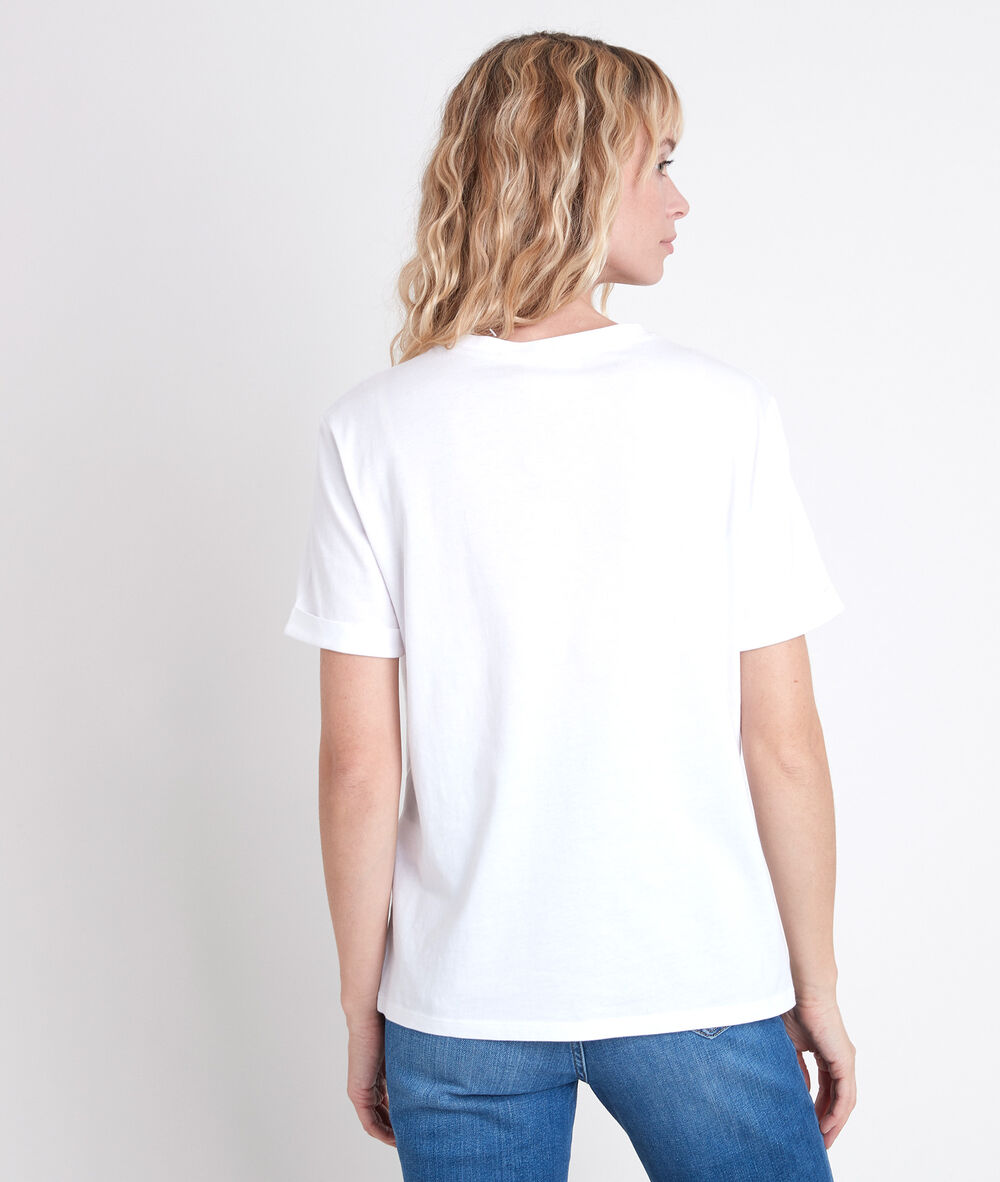 Tee-shirt en coton biologique sérigraphié image ecru.
