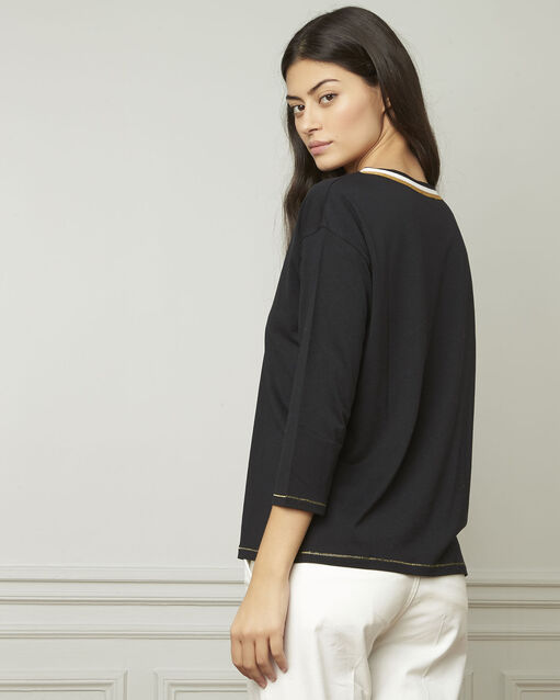 Tee-shirt noir encolure v fantaisie philomene noir.
