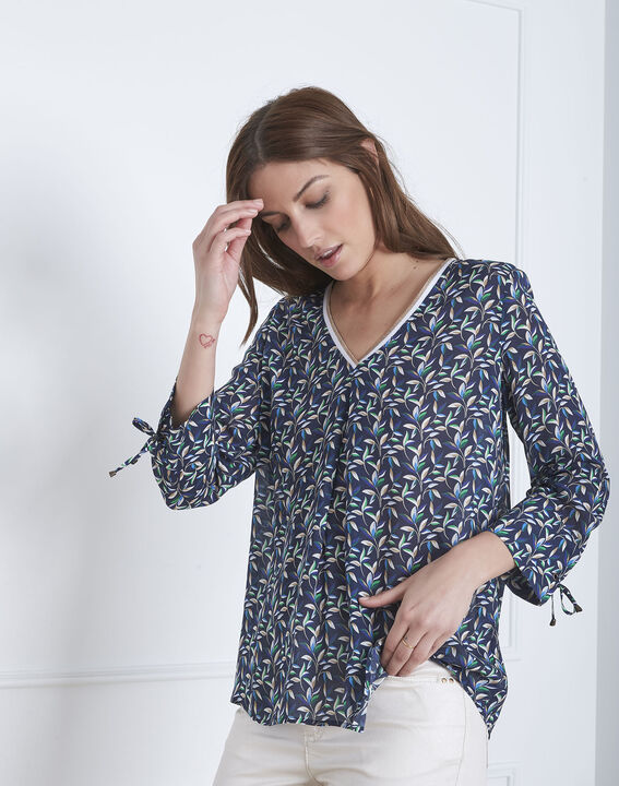Blouse marine imprimée Valladolid | 1-2-3 Blouse marine imprimée Valladolid PhotoZ | 1-2-3