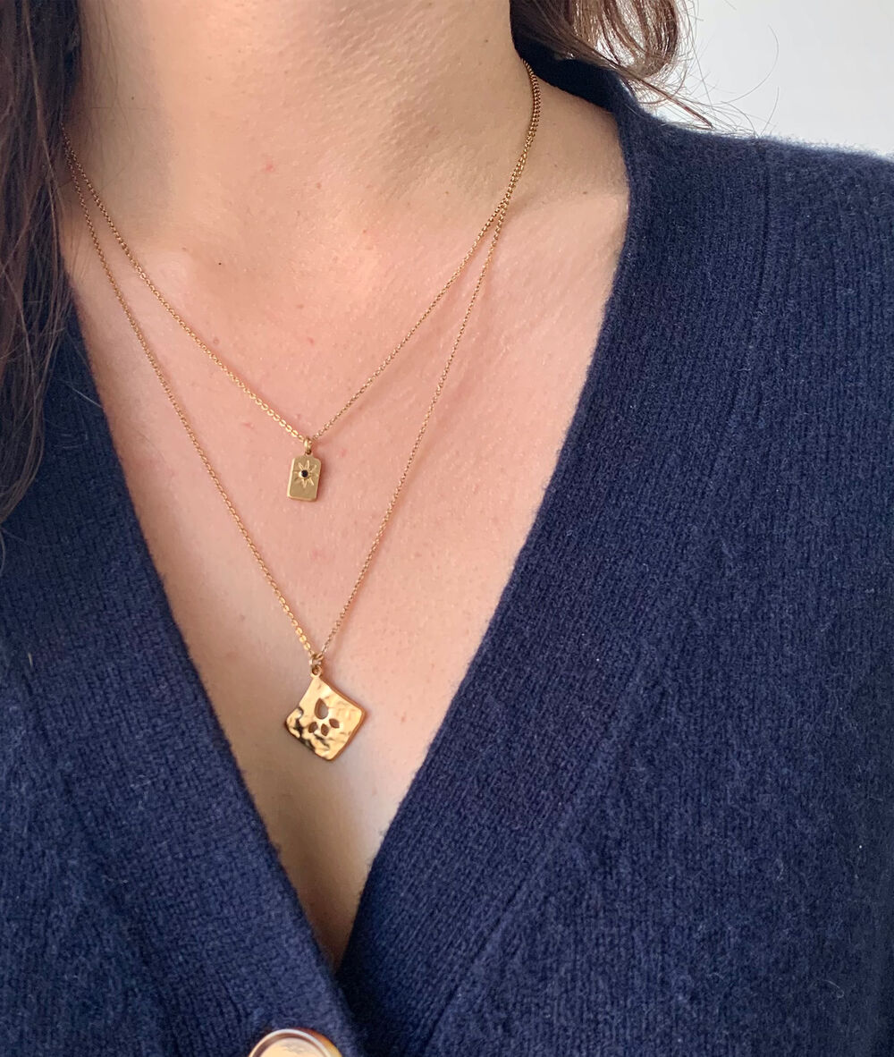 Collier or losange martel&eacute; bijoux l&eacute;one.