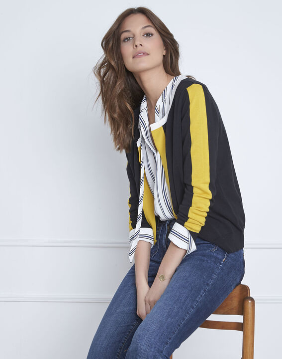 Cardigan noir esprit graphique Amsterdam | 1-2-3 Cardigan noir esprit graphique Amsterdam PhotoZ | 1-2-3