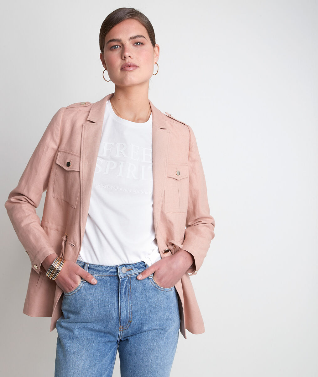 Veste en lin rose poudré Tulle | 1-2-3 Veste en lin rose poudré Tulle PhotoZ | 1-2-3