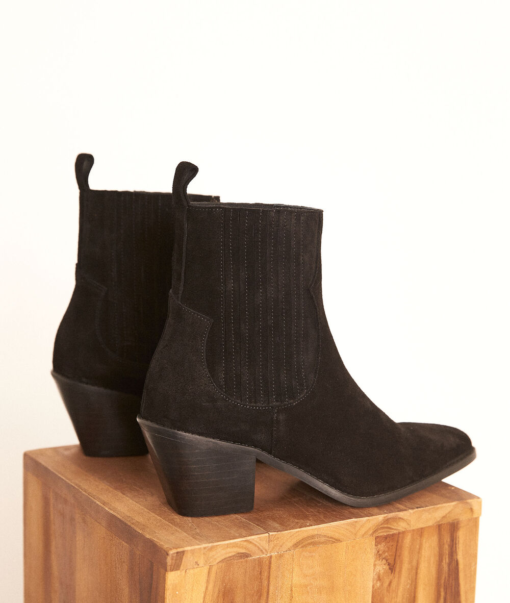 Santiags basses en cuir velours noir habby noir.