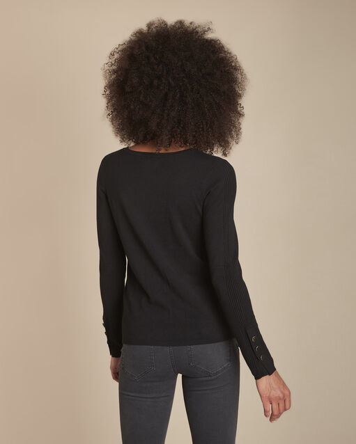 Pull noir en jersey flora noir.